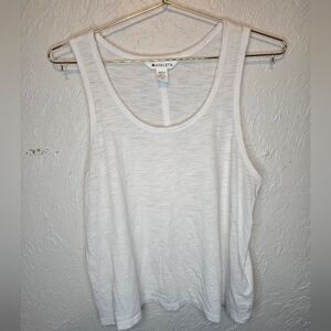 Athleta White Cotton Tank Top Small Sleeveless Scoop Neck Casual Minimalist